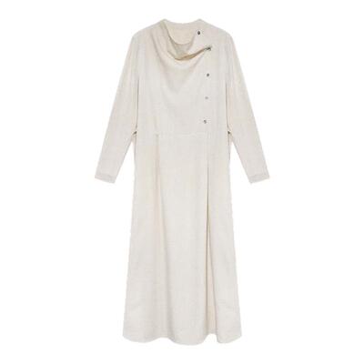 贰羊设计【暮云归】高级感长袖斜门襟连衣裙女春知识分子风收腰裙