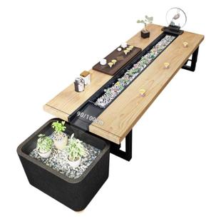 流水茶桌景观一体养鱼循环新中式实木茶几组合曲水流觞2025款茶台