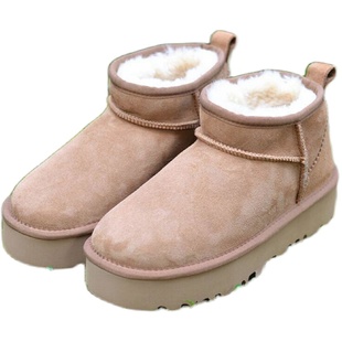 河南桑坡村澳洲羊皮毛一体雪地靴女冬短筒保暖棉鞋基础款迷你靴
