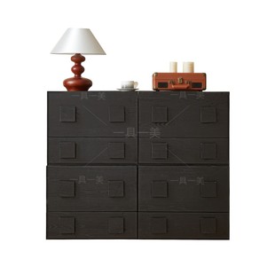 法式中古风全实木餐边柜小户型客厅多功能收纳储物卡门柜模块组合