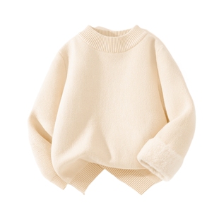 拉夏贝尔女童加绒毛衣2025新款女大童洋气针织衫儿童一体绒毛线衣