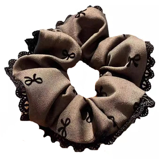 高级感美拉德咖色蝴蝶结珍珠皮筋女时尚甜美高弹丸子扎头绳发饰