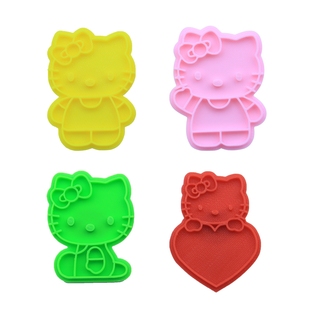 kitty猫卡通饼干模具家用DIY翻糖烘焙工具3D立体按压创意曲奇模具
