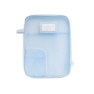 Planwith网纱文件袋拉链式大容量手提袋补习袋透明试卷收纳袋功课袋作业袋子大开口l型学科分类袋小学生文具