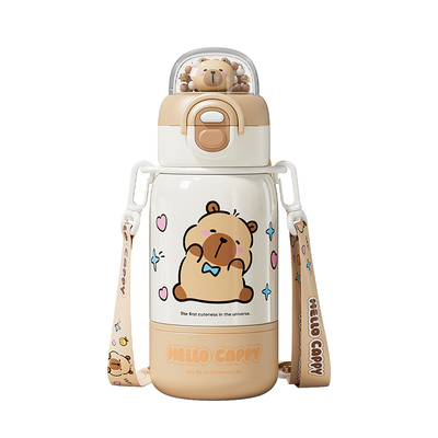 卡皮巴拉学生吸管保温杯