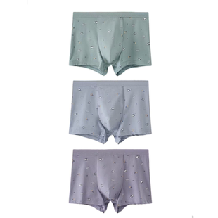 普利诗内裤男匹马棉10A抗菌印花青年学生中腰透气平角裤两条33529