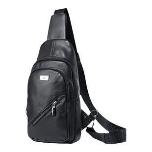 七匹狼皮质胸包男商务通勤单肩包简约轻便斜挎包时尚休闲手机包