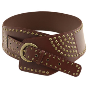 宽腰带女复古高级感时尚百搭装饰配裙子外搭潮铆钉朋克风腰封黑色