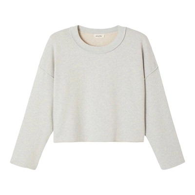 american vintage LOOKNOW26新品浅灰色圆领短款卫衣
