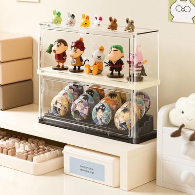 吧唧展示架桌面亚克力谷子收纳盒阶梯架子立牌周边徽章卡片置物架