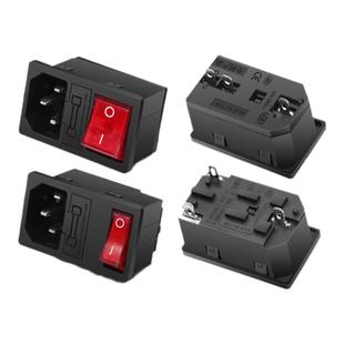 卡式三合一品字插座一体式AC电源插座带线灯保险丝品字插头电源线