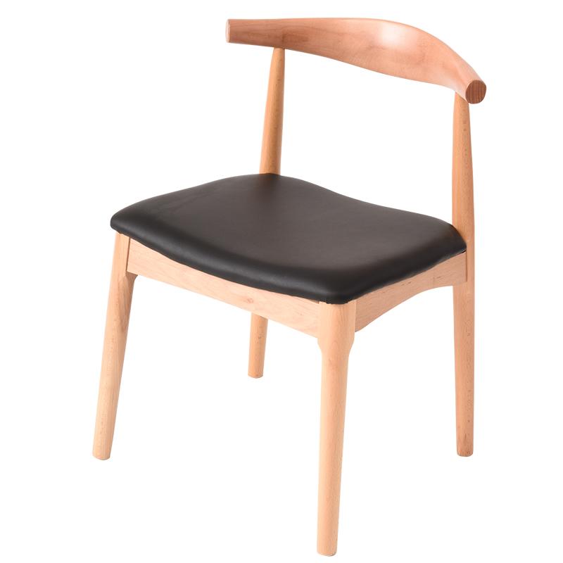 家逸实木餐椅书桌椅家用牛角椅北欧简约会议办公凳子靠背餐厅椅子