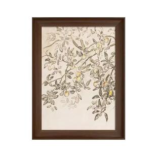 法式中古风客厅装饰画复古高级餐厅卧室挂画实木框玄关壁画苹果树