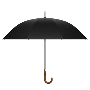 英伦超大长伞商务雨伞防风暴雨专用自动弯钩直杆伞木柄男士长柄伞