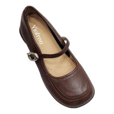 玛丽珍软皮平跟单鞋女百搭方头鞋