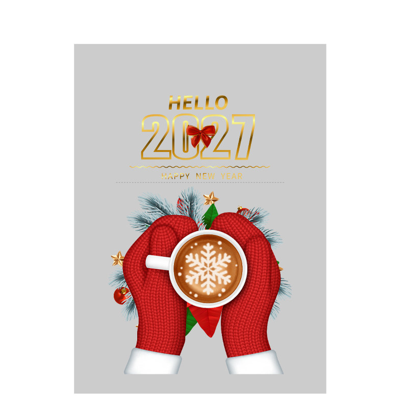 2027圣诞新年咖啡奶茶店静电贴