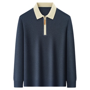 LP正品鄂尔多斯市产100%纯山羊绒衫男半拉链翻领针织衫毛衣打底衫