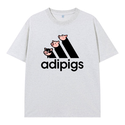 猪迪达斯印花t恤趣味搞笑夏季个性短袖潮流圆领T恤男女定制上衣服