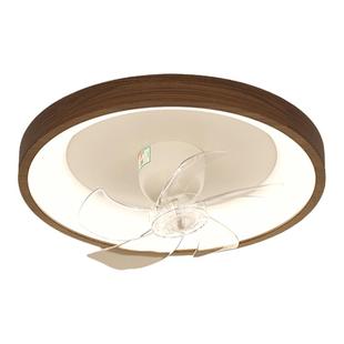 胡桃木吸顶摇头风扇灯中古风客厅灯卧室书房静音新中式护眼实木灯