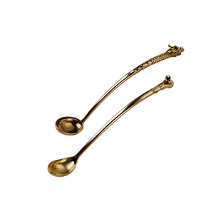 荣宝斋实心黄铜水勺水盂水丞研磨墨舀水铜勺书法国画专用墨汁砚滴加水墨勺