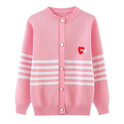 春秋女童纯棉针织开衫毛衣外套