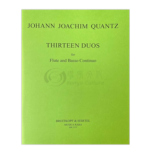 匡茨 13首长笛二重奏 长笛和低音通奏 总分谱 大熊原版乐谱书 Quantz 13 Duets Flute and Basso Continuo score and parts