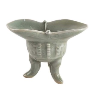 70年代国营老青瓷功夫茶具三足杯仿青铜器酒盅酒杯子收藏柴窑茶杯