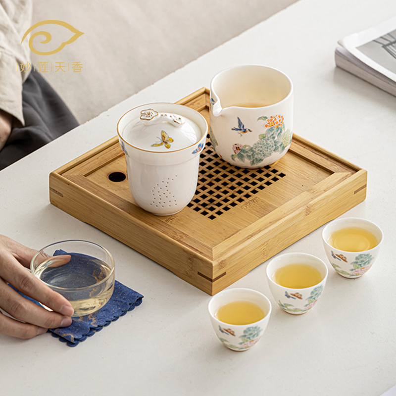 妙莲天香 可定制陶瓷快客杯轻奢简约便携式户外旅行茶具茶杯套装