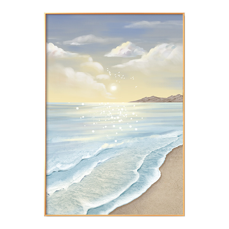 入户玄关装饰画奶油风海景过道走廊挂画客厅背景墙地中海餐厅壁画