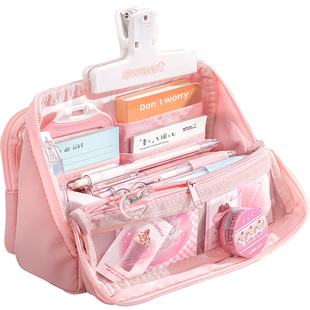 ins芭乐~高颜值笔袋女生2025新款文具盒女孩款初中生高中生铅笔盒痛包笔袋简约大容量文具袋可立式网红爆款