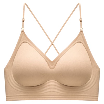 挂脖吊带美背内衣女小胸聚拢上托交叉u型露背粉底液隐形无痕文胸