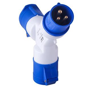 工业插头Y型多功能三通防水非防爆插座一拖二220v380相四孔32a16a