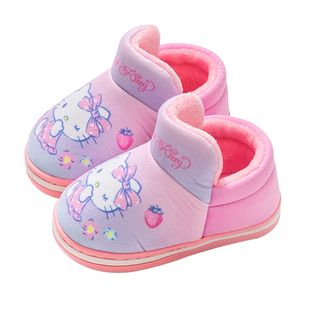 hellokitty儿童棉鞋包跟女童冬季可爱室内拖鞋女孩软底保暖家居鞋