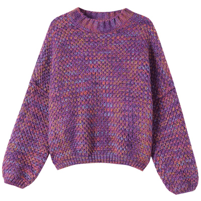 秋冬季羊毛衫女慵懒风圆领套头