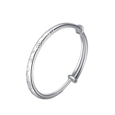 竹节银手镯女纯银s999足银镯子