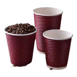 瓦楞纸杯带盖500只 一次性咖啡杯热饮防烫杯子定做奶茶杯可定制