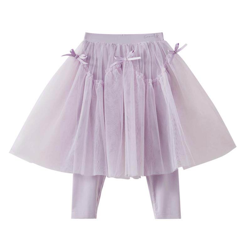 嫚熙童装打底裤女宝芭蕾风网纱女童半身裙儿童假两件2025秋款裤裙