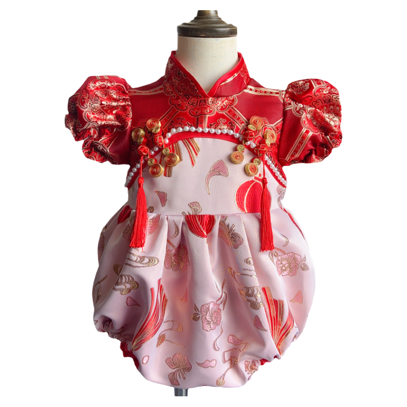 周岁礼服女宝抓周秋款新款旗袍唐装婴儿一岁生日宴会包屁服中国风