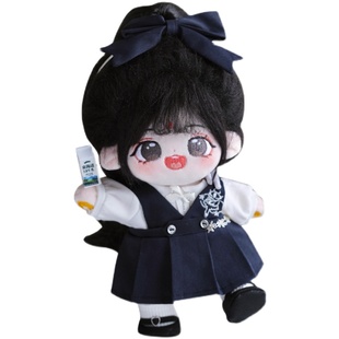 原创20cm棉花娃娃现货铜板板裸娃炸毛娃公仔女孩玩偶娃用马尾可爱