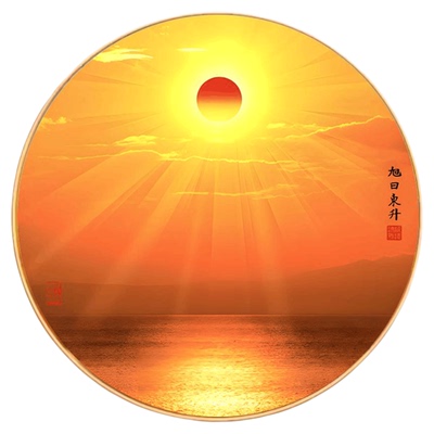 新中式荷花挂画圆形餐厅装饰画