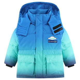 雪中飞kids儿童羽绒服男童冬季新款洋气中大童女童短款渐变羽绒服