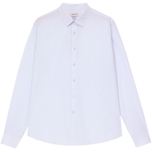 ERDOS 男装纯棉衬衫春蓝白竖条纹轻薄长袖上衣商务休闲