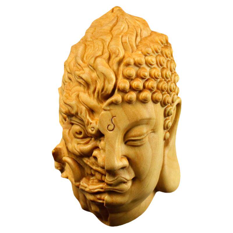黄杨木雕佛魔一念之间把玩中式
