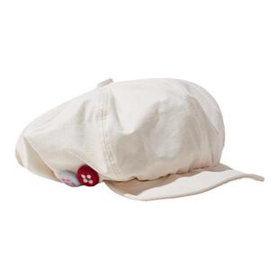 杨同学严选棉麻八角帽子女彩色毛毡纽扣不对称设计薄款云朵画家帽