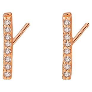 进口D色莫桑石一字耳钉简约18K玫瑰金镶嵌满钻排钻不掉色耳饰女新