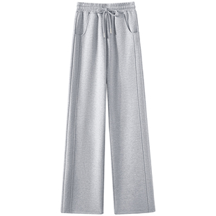 NOB真维斯灰色休闲运动裤女2026早春新款小个子高腰拼接直筒卫裤