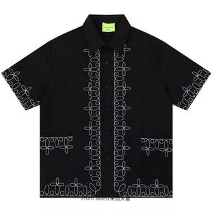 From Mars Geometric embroidered short-sleeved shirt loose