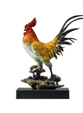 金鸡报喜大吉大利黄铜鸡摆件