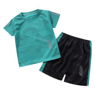 儿童短袖套装新款跑步运动服速干男女童夏装薄款透气T恤短裤童装