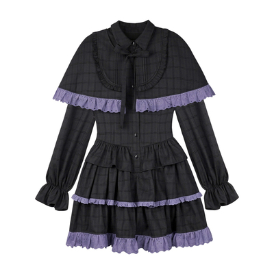 SagiDolls少女斗志 #占星纪#黑紫魔法蛋糕连衣裙lolita斗篷可拆卸